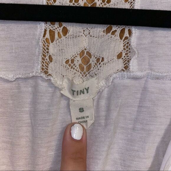🍄 Tiny by Anthropologie White Hippy Boho Lace Top - Picture 5 of 7